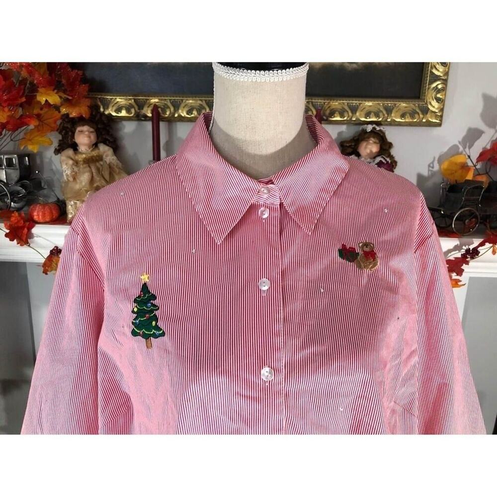 CB Plus Career Women’s Christmas Button Down Shirt Size 22W